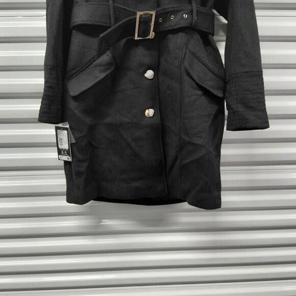 $380 NWT Marciano Loreta Women’s Wool Blend Belted Coat Size 8 Black Fur Collar - Picture 7 of 16